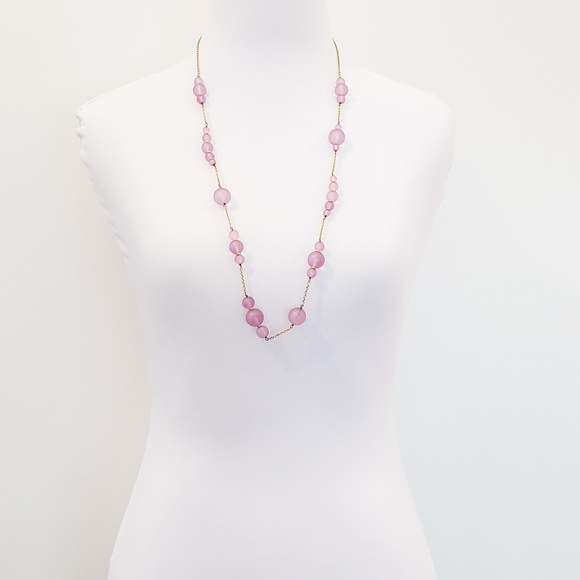 J. Crew Sweater Necklace Pale Pink Beads - Picture 7 of 7